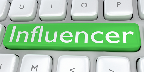 Keyboard with key saying 'Influencer.'