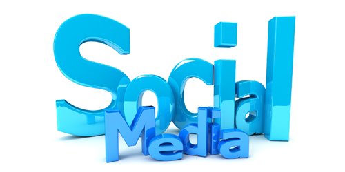 blue writing saying 'Social Media'.