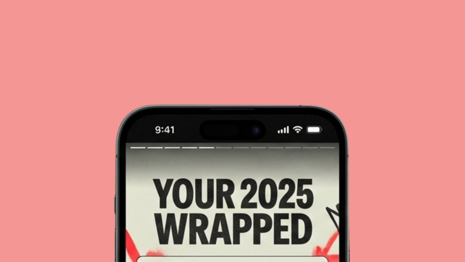 Mobile phone with 'Your 2025 wrapped' on the screen.
